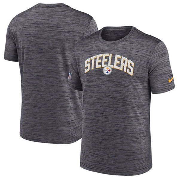 Men's Pittsburgh Steelers Black Sideline Velocity Stack Performance T-Shirt - Click Image to Close